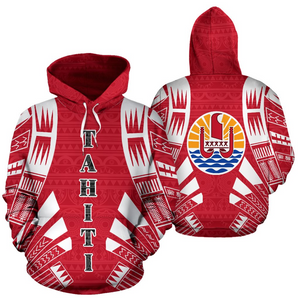Tahiti All Over Hoodie - Polynesian Tattoo Style