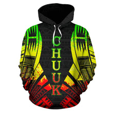 Load image into Gallery viewer, Chuuk All Over Hoodie - Reggae Color Tattoo Style font