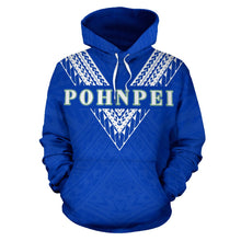 Load image into Gallery viewer, Pohnpei All Over Hoodie - Blue Sailor Style font