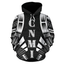 Load image into Gallery viewer, CNMI All Over Hoodie - Black Tattoo Style - BN01