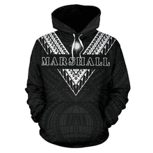 Load image into Gallery viewer, Marshall Islands All Over Hoodie - Black White Sailor Style font