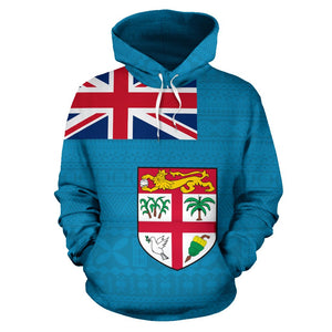 Fiji Flag All Over Hoodie - Polynesian Hoodie Style Front