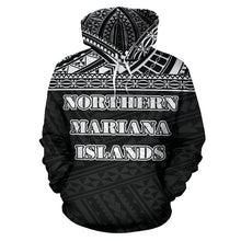 Load image into Gallery viewer, Northern Mariana Islands All Over Hoodie - Polynesian Black Version Front