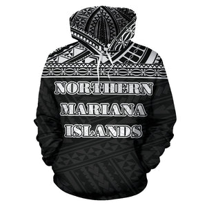 Northern Mariana Islands All Over Hoodie - Polynesian Black Version Front