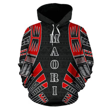 Load image into Gallery viewer, Maori New Zealand All Over Hoodie - Polynesian Tattoo Style Front