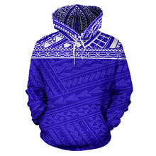 Load image into Gallery viewer, Poly All Over Hoodie - Polynesian Royal Blue Version Front