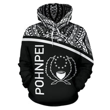 Load image into Gallery viewer, Pohnpei All Over Hoodie - Micronesia Black Curve Style - BN09
