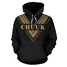 Load image into Gallery viewer, Chuuk All Over Hoodie - Gold Sailor Style font