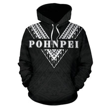 Load image into Gallery viewer, Pohnpei All Over Hoodie - Black Sailor Style font