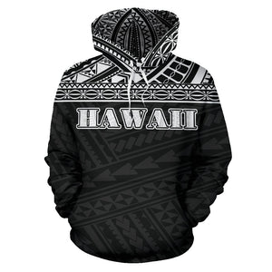 Hawaii All Over Hoodie - Polynesian Black Hoodie Front