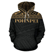 Load image into Gallery viewer, Pohnpei State All Over Hoodie - FSM Gold Version font