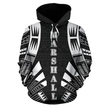 Load image into Gallery viewer, Marshall Islands All Over Hoodie - Black Tattoo Style front