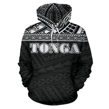 Load image into Gallery viewer, Tonga All Over Hoodie - Polynesian Black Version Front