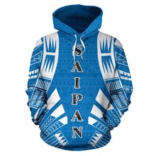Load image into Gallery viewer, Saipan Island CNMI All Over Hoodie - Tattoo Style Font