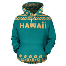 Load image into Gallery viewer, Hawaii All Over Hoodie - Polynesian Turtle Teal - BN04