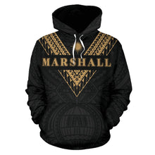 Load image into Gallery viewer, Marshall Islands All Over Hoodie - Gold Sailor Style font