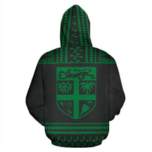 Load image into Gallery viewer, Fiji Tapa All Over Hoodie - Green And Black Version - BN09