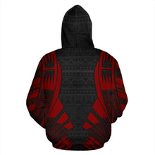 Load image into Gallery viewer, Poly All Over Hoodie - Polynesian Tattoo Red Custom Style back