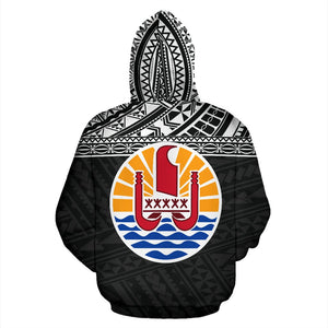 French Polynesia All Over Hoodie - Polynesian Black Version Back