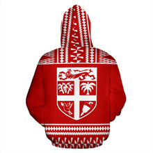 Load image into Gallery viewer, Fiji Tapa All Over Hoodie - Red And White Version - BN09