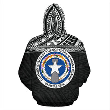 Load image into Gallery viewer, Northern Mariana Islands All Over Hoodie - Polynesian Black Version back