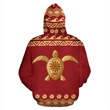 Load image into Gallery viewer, Hawaii All Over Hoodie - Polynesian Turtle Red - BN04