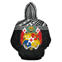 Load image into Gallery viewer, Tonga All Over Hoodie - Polynesian Black Version back