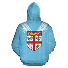 Load image into Gallery viewer, Fiji All Over Hoodie - Flag Color Sailor Style back