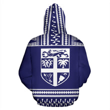 Load image into Gallery viewer, Fiji Tapa All Over Hoodie - Blue And White Version - BN09