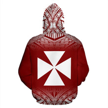 Load image into Gallery viewer, Wallis And Futuna All Over Hoodie - Polynesian Fog Red Style - BN09