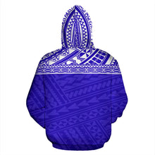 Load image into Gallery viewer, Poly All Over Hoodie - Polynesian Royal Blue Version Back