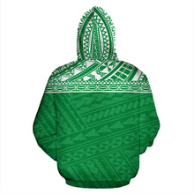 Load image into Gallery viewer, Poly All Over Hoodie - Polynesian Green Version Back
