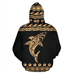 Hawaii All Over Hoodie - Polynesian Shark Hoodie back