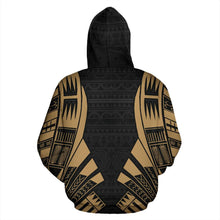 Load image into Gallery viewer, Poly All Over Hoodie - Polynesian Tattoo Gold Custom Style back