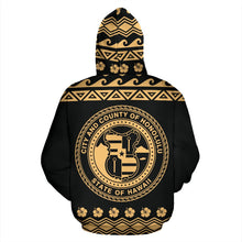 Load image into Gallery viewer, Honolulu All Over Hoodie - Polynesian Design back