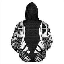 Load image into Gallery viewer, Poly All Over Zip-Up Hoodie - Polynesian Tattoo Black Custom Style back