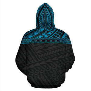 Poly All Over Hoodie - Polynesian Black Blue Version - BN04