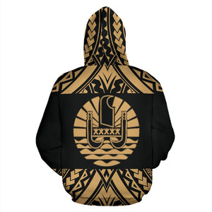 French Polynesia All Over Hoodie - Polynesian Gold Version Back