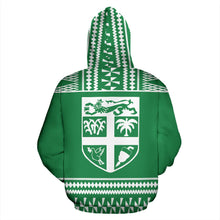 Load image into Gallery viewer, Fiji Tapa All Over Hoodie - Green And White Version - BN09