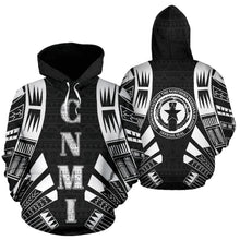 Load image into Gallery viewer, CNMI All Over Hoodie - Black Tattoo Style - BN01