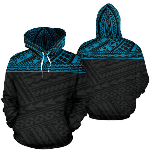 Poly All Over Hoodie - Polynesian Black Blue Version - BN04
