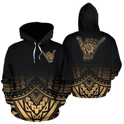Polynesian All Over Hoodie - Shaka Gold Version
