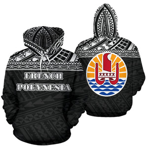 French Polynesia All Over Hoodie - Polynesian Black Version