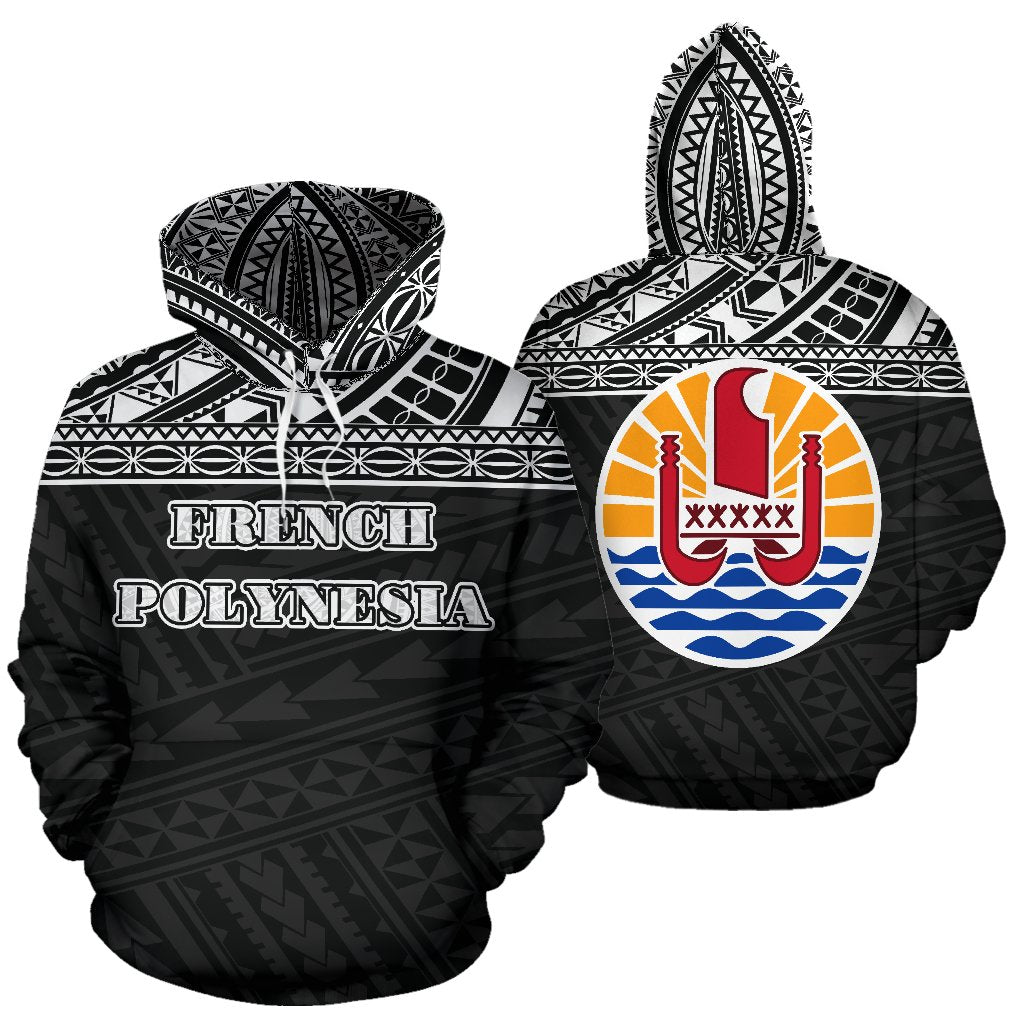 French Polynesia All Over Hoodie - Polynesian Black Version