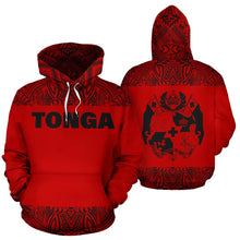 Load image into Gallery viewer, Tonga All Over Hoodie - Polynesian Red And Black - BN09