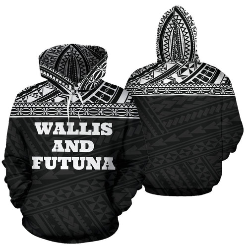 Wallis And Futuna All Over Hoodie - Polynesian Black Version - BN04