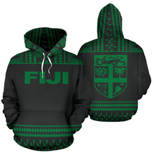 Load image into Gallery viewer, Fiji Tapa All Over Hoodie - Green And Black Version - BN09