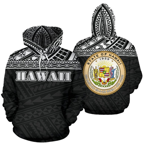 Hawaii All Over Hoodie - Polynesian Black Hoodie