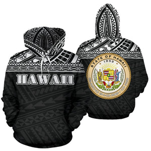 Hawaii All Over Hoodie - Polynesian Black Hoodie