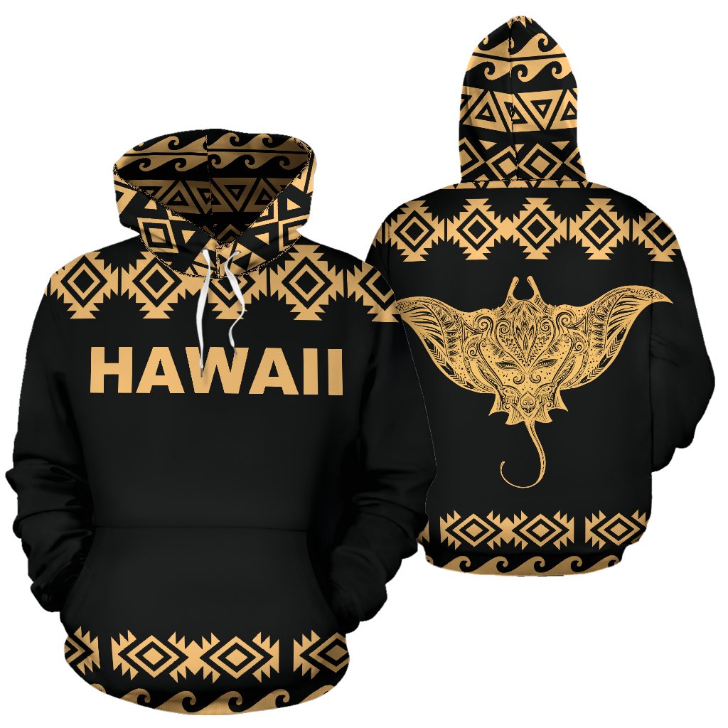 Hawaii All Over Hoodie - Polynesian Mantafish Style